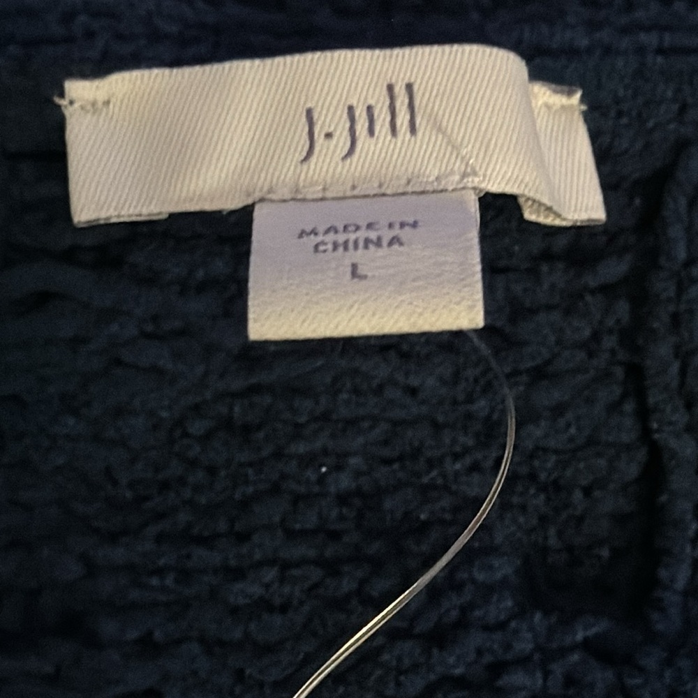 J. Jill cable knit chenille tunic length crewneck Ivory Sz L sweater new - Picture 8 of 10